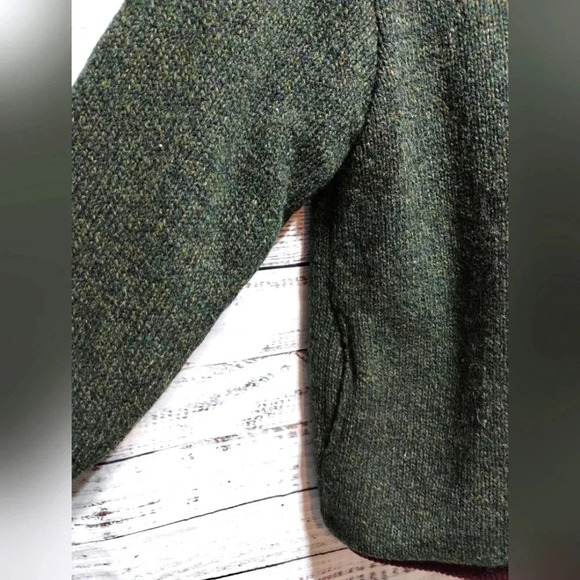 Lands End Jacket Forrest Green Size Small Wool Zip Thick Lined Granola - Picture 3 of 9